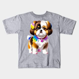 Tie Dye Shih Tzu Puppy 02 Kids T-Shirt